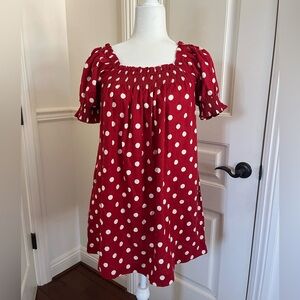 NWOT red and white Polka Dot dress small